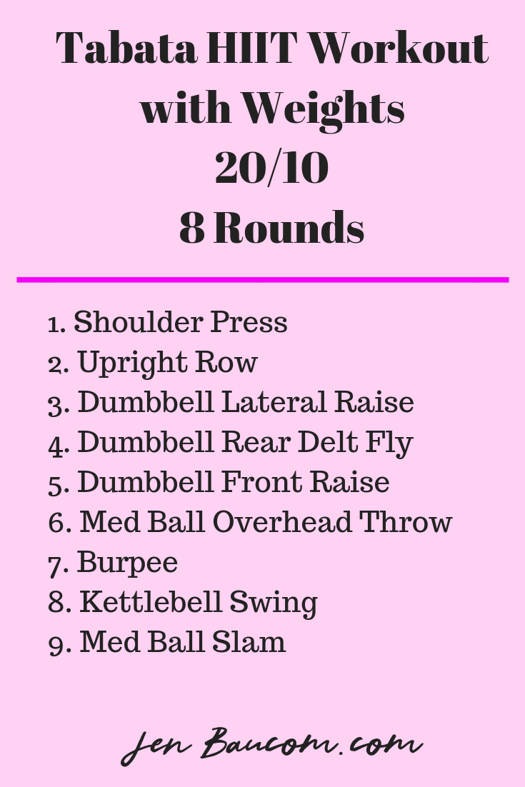 tabata HIIT workout with weights 8 rounds 8 moves for weight training