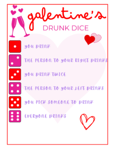 Galentine's Day drunk dice games from my Etsy Shop The Stoked Empath