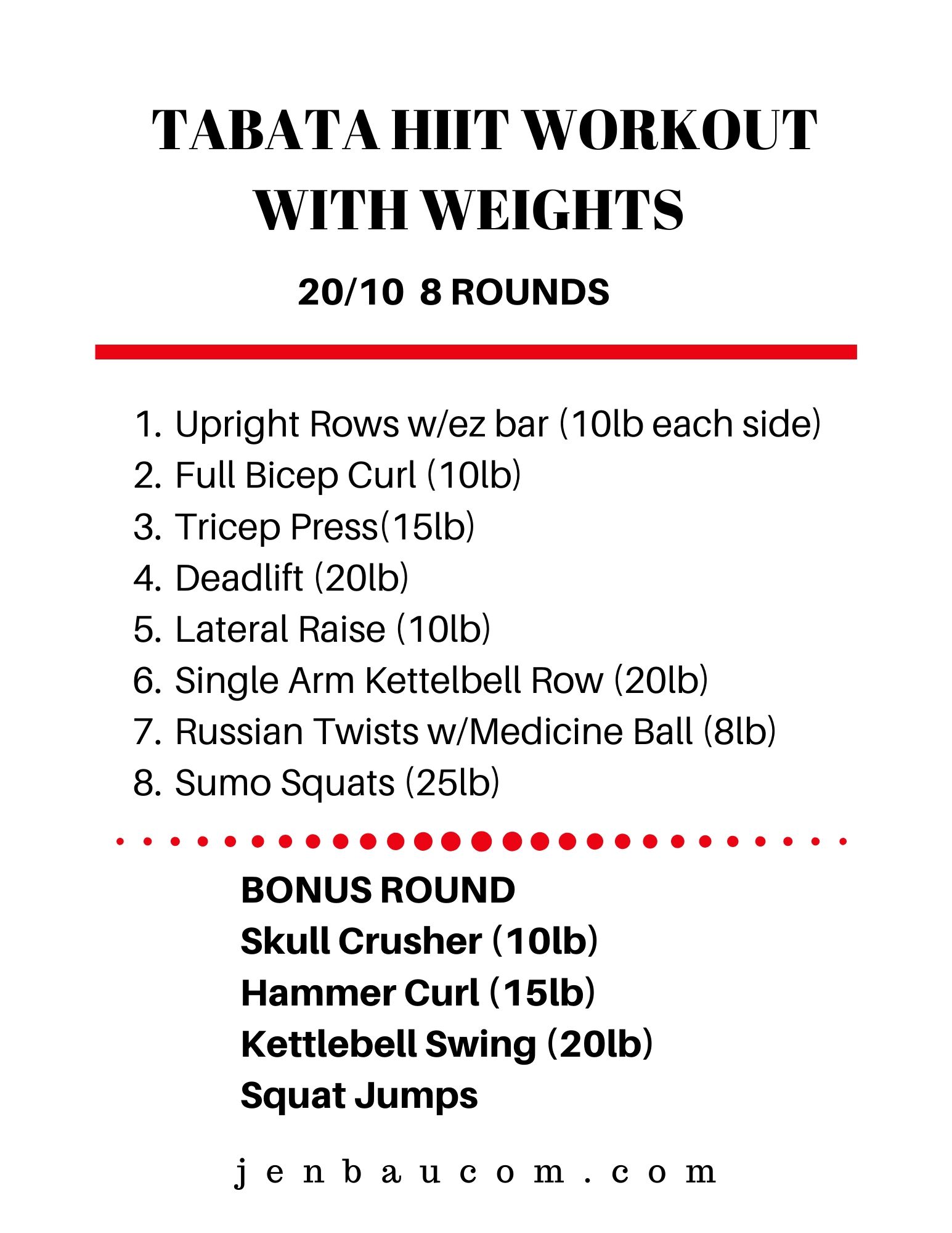 Tabata Workout with weights 